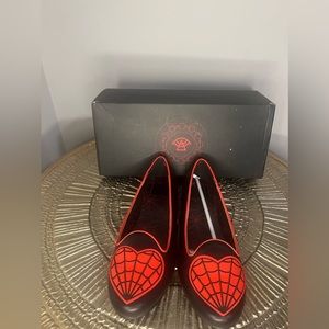 Strange Cult Lydia Black and Red Heart Flats